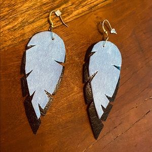 Leather feather earrings